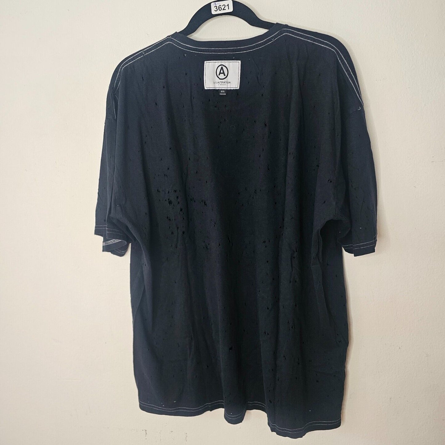 U.S. Alteration Vintage Black Distressed Short Sleeve Round Neck T-shirt XXL