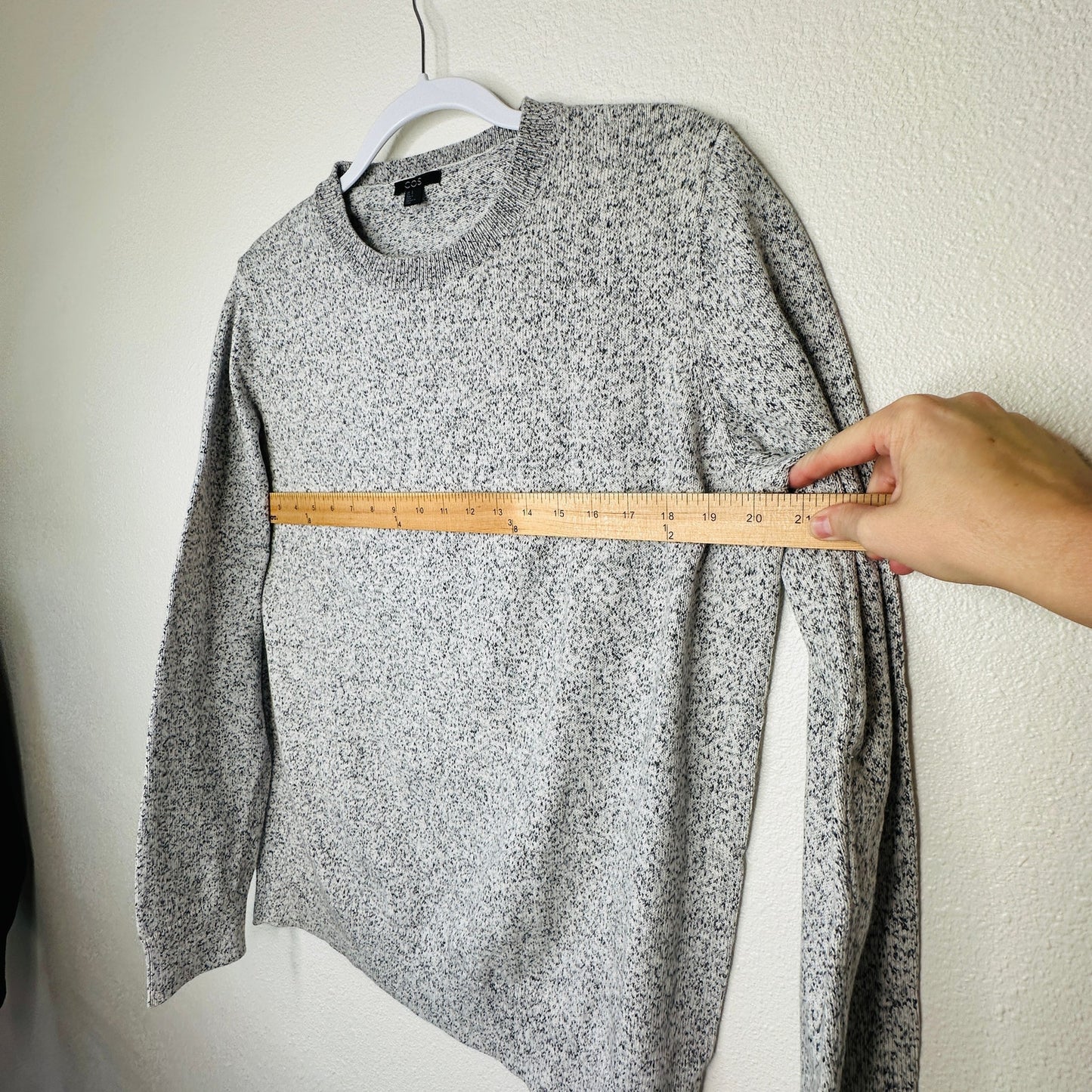 COS Black & White Marled Round Neck Long Sleeve Sweater 100% Cotton S