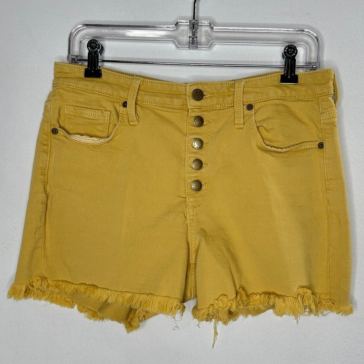 Universal Thread Mustard Yellow Button Fly Cut Off Raw Hem Jean Shorts 8 / 29