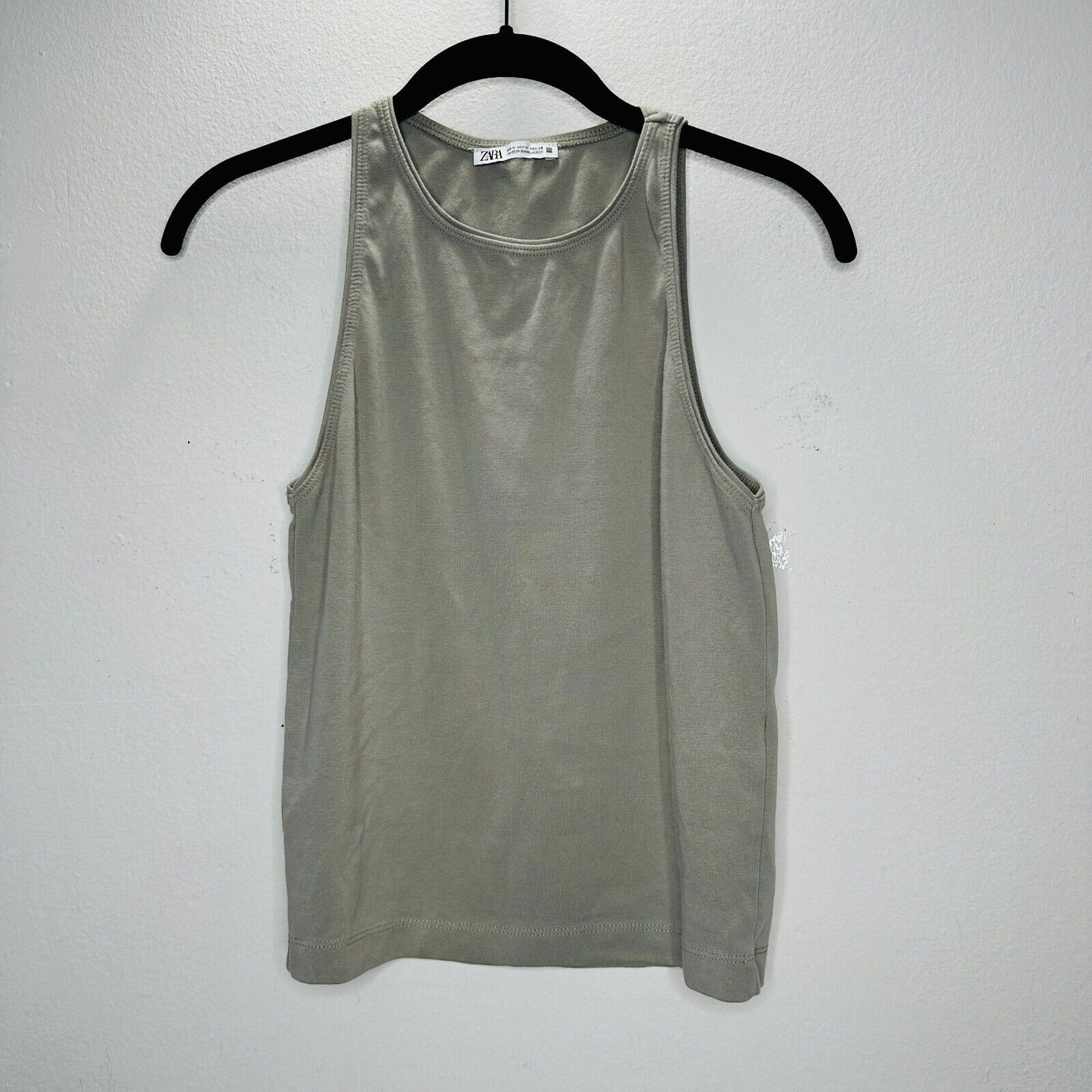 Zara Sand Color High Neck Sleeveless Stretch Tank Top Med