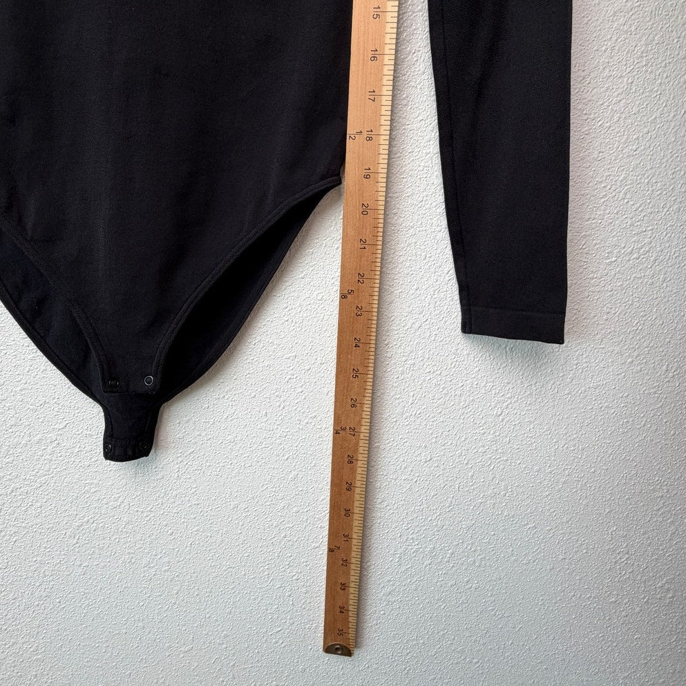 Wolford Black Long Sleeve Stretch Bodysuit Snap Closure Size M
