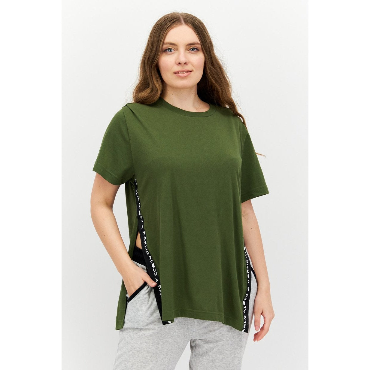 Adidas x Karlie Kloss Olive Oversize Side Slit Training Tshirt xs