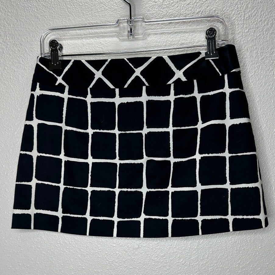 Trina Turk Black & White Check Front Zip Pocket Mini Skirt 4