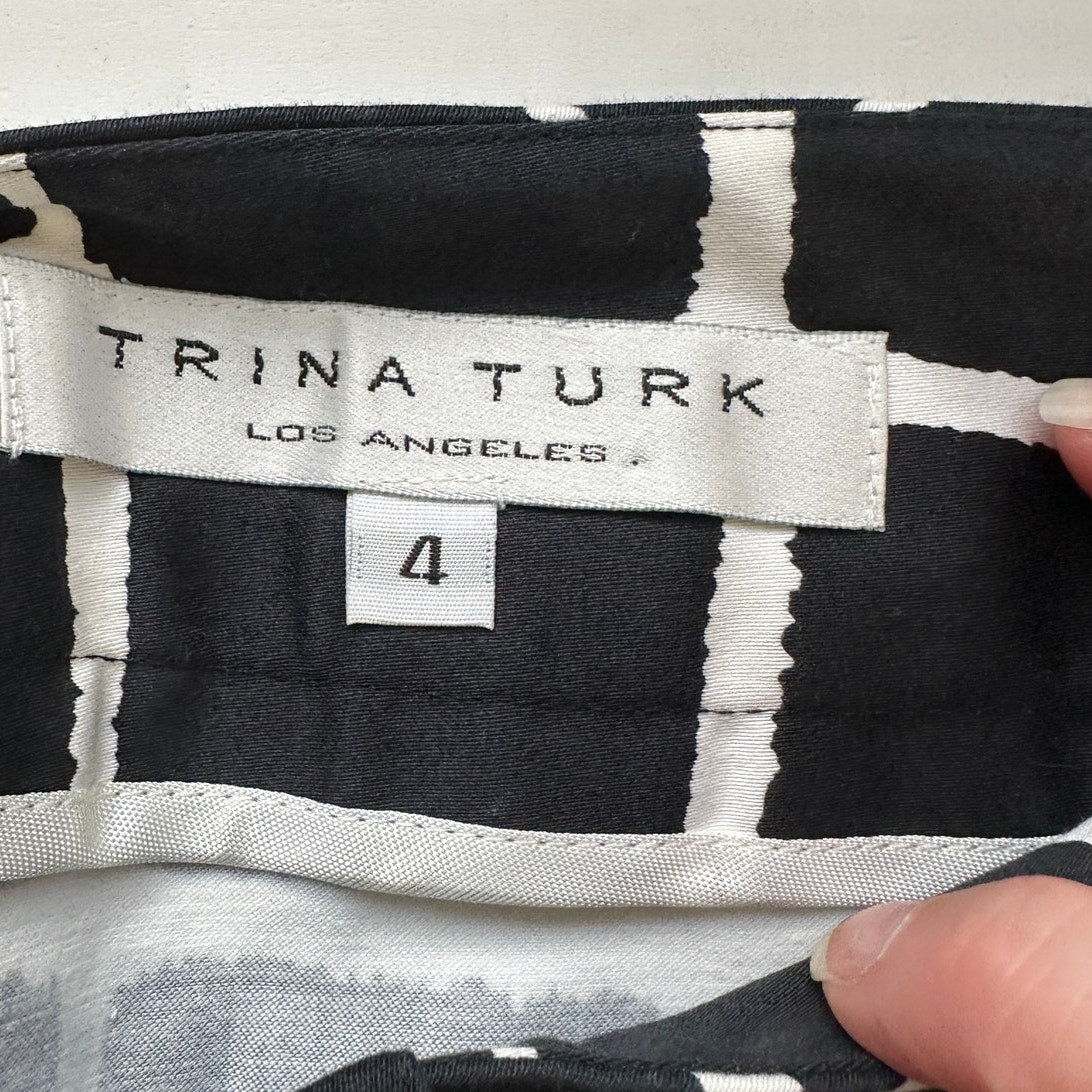 Trina Turk Black & White Check Front Zip Pocket Mini Skirt 4
