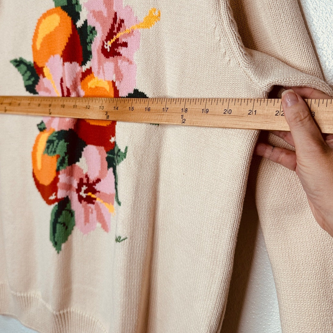 NWT Casablanca Cream Kapalia Oranges Graphic Intarsia Knit Sweater XXL