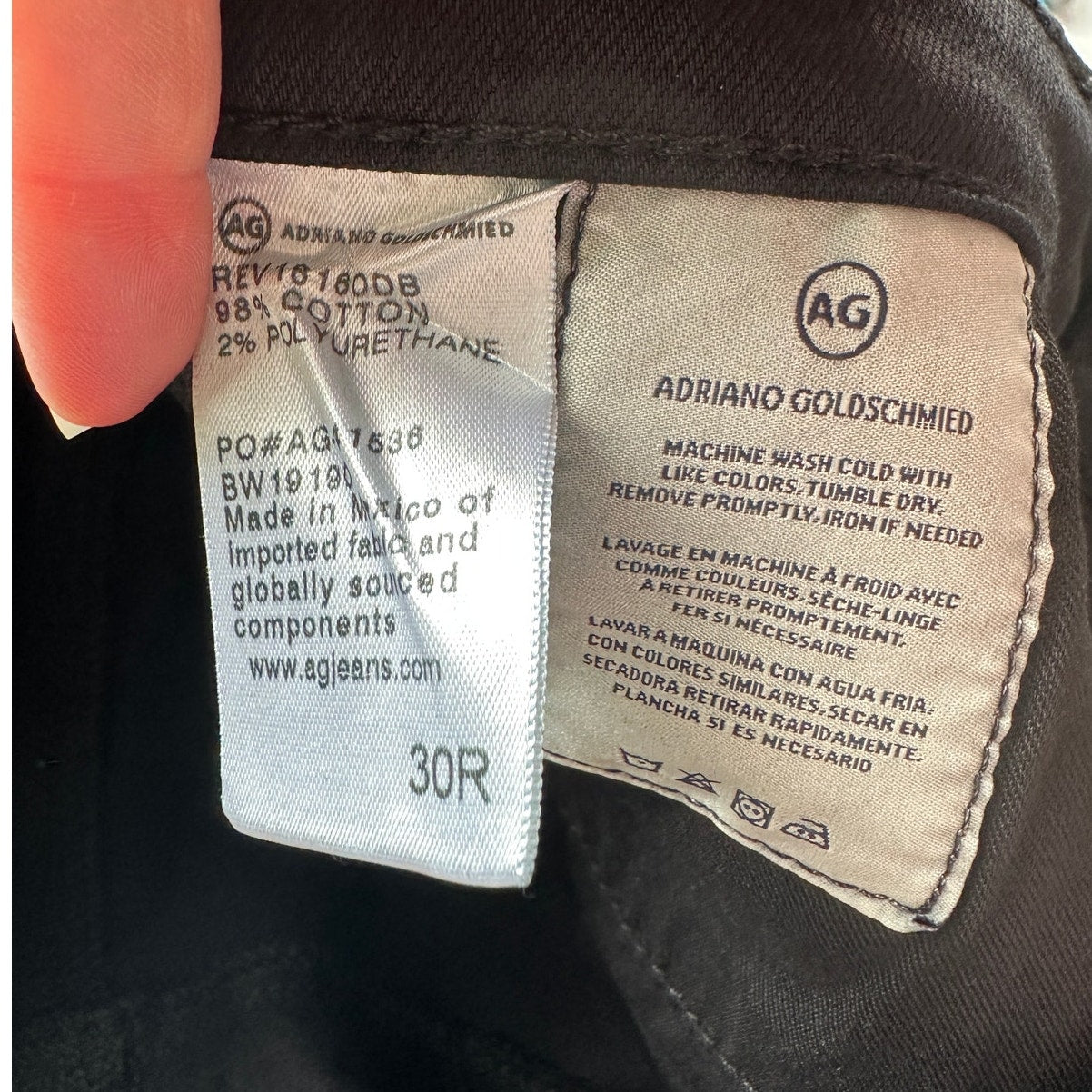 AG The Harper Essential Straight Leg Black Jeans 30R