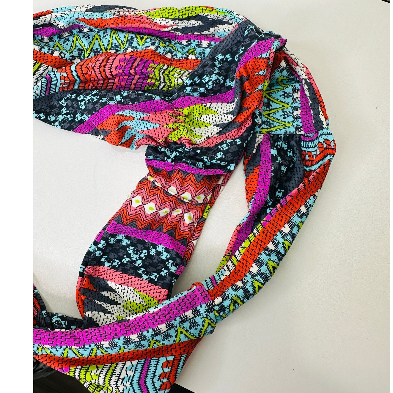 Billabong Black Blue Purple Green Multi Abstract Print Bikini M
