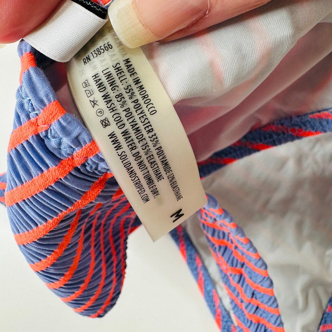 Solid & Striped Lilac & Orange Striped Front Tie Bikini 2 Piece Bathing Suit M