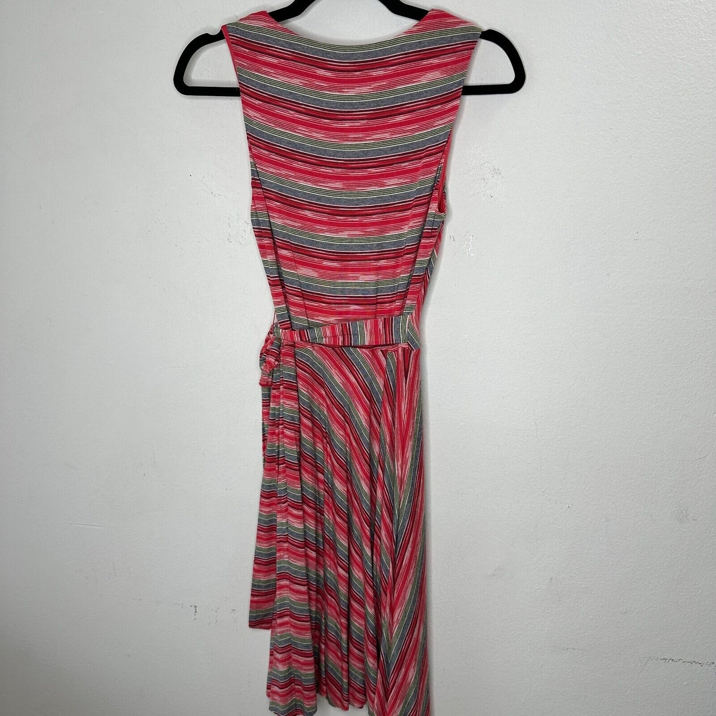 Bailey 44 Peach Blue & Green Striped Emile Sleeveless V-Neck Faux Wrap Dress XS