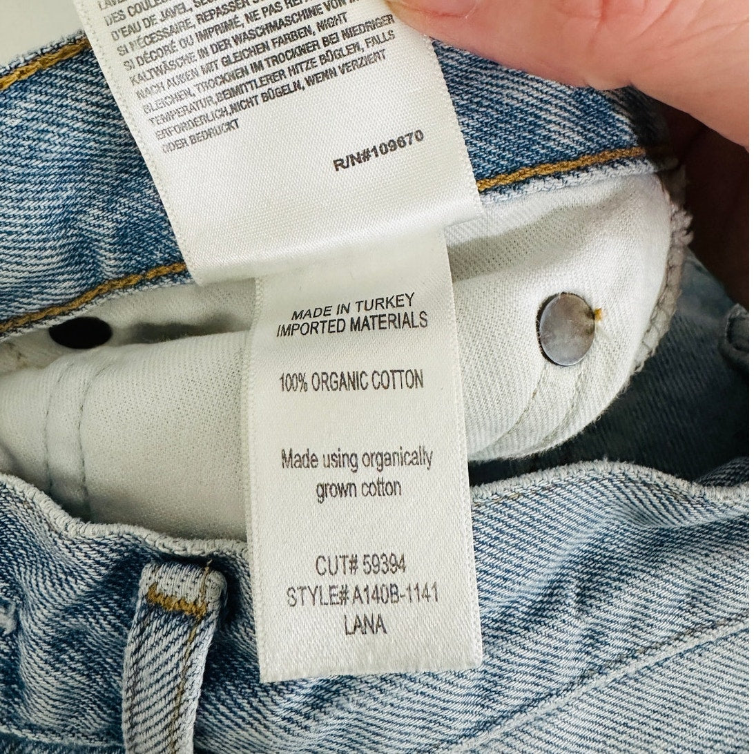 AGOLDE Light Blue Lana Straight Leg Button Fly Denim Jeans 24