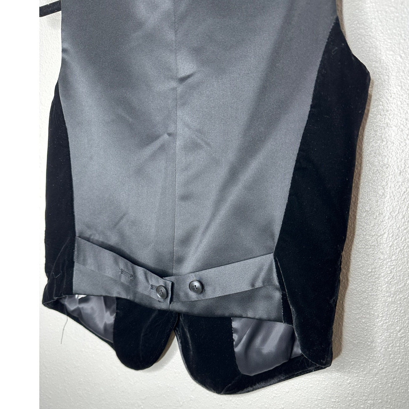 Zara Black Velour Tailored Button Front Vest Front Flap Details XS