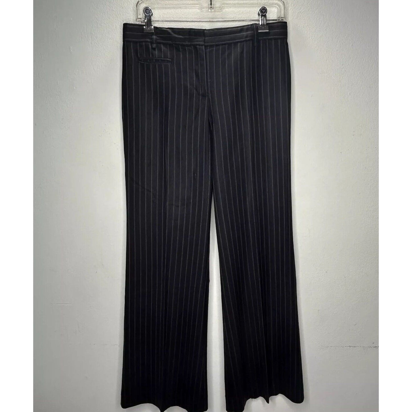 BCBGMAXAZARIA Black w/ Brown & White Pinstripe Wide Leg Zip Up Camilla Pant 2