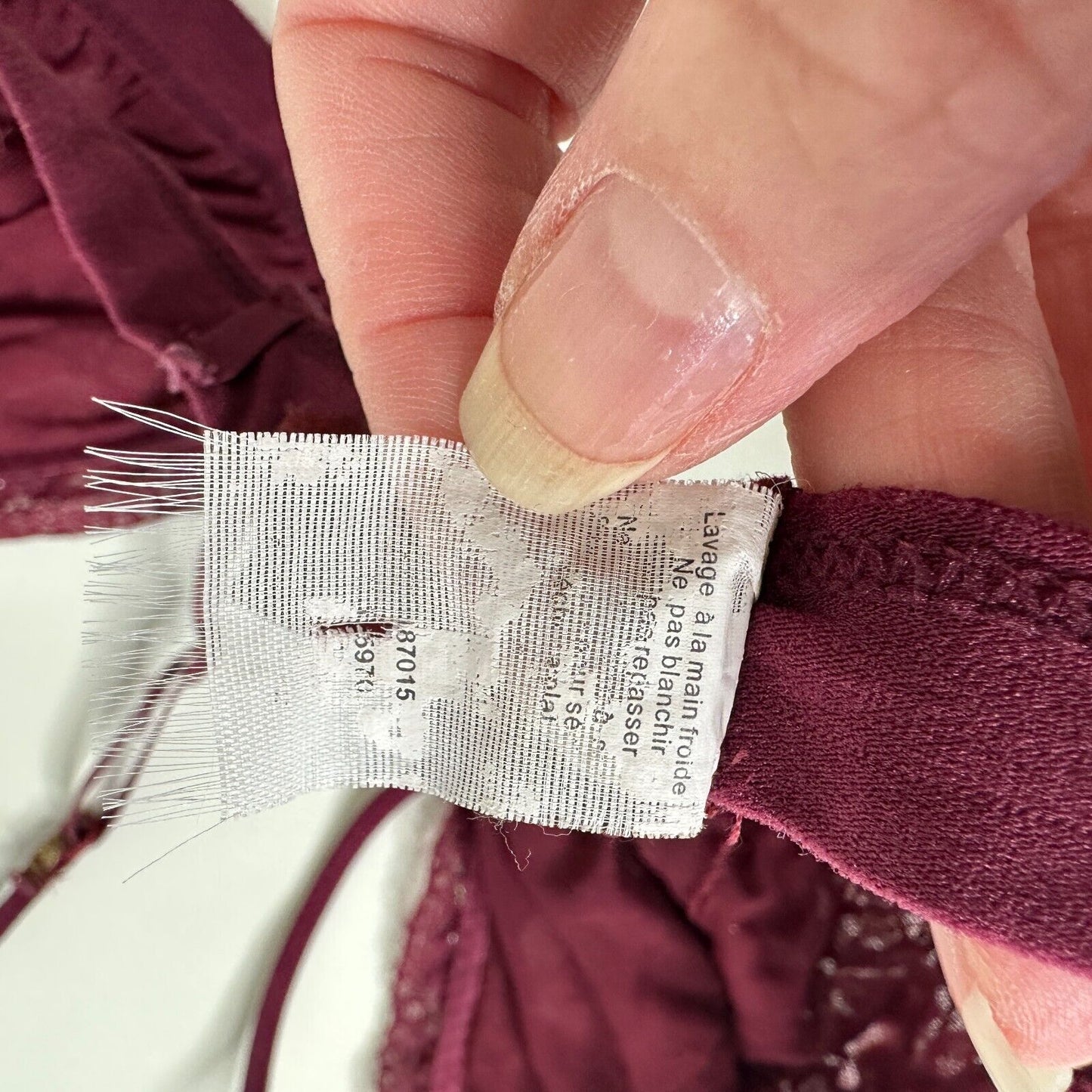 Burgundy With Gold Shimmer Triangle Bralette Adjustable Spaghetti Straps Medium