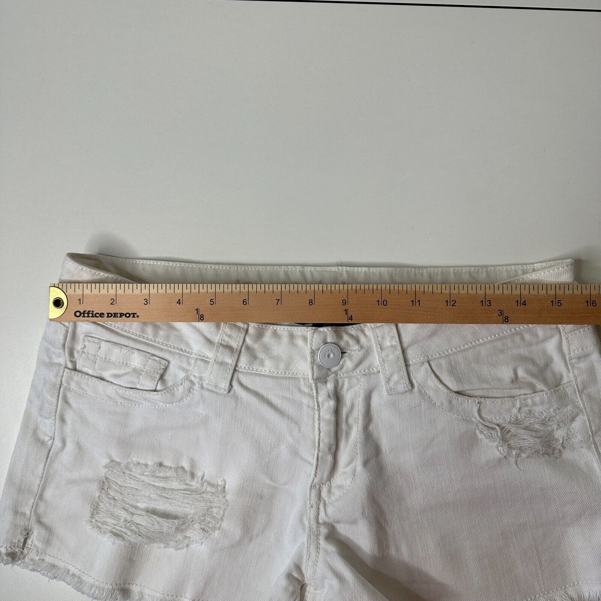 Adore Your Denim SPJ White Distress Denim Jean Shorts Raw Edge