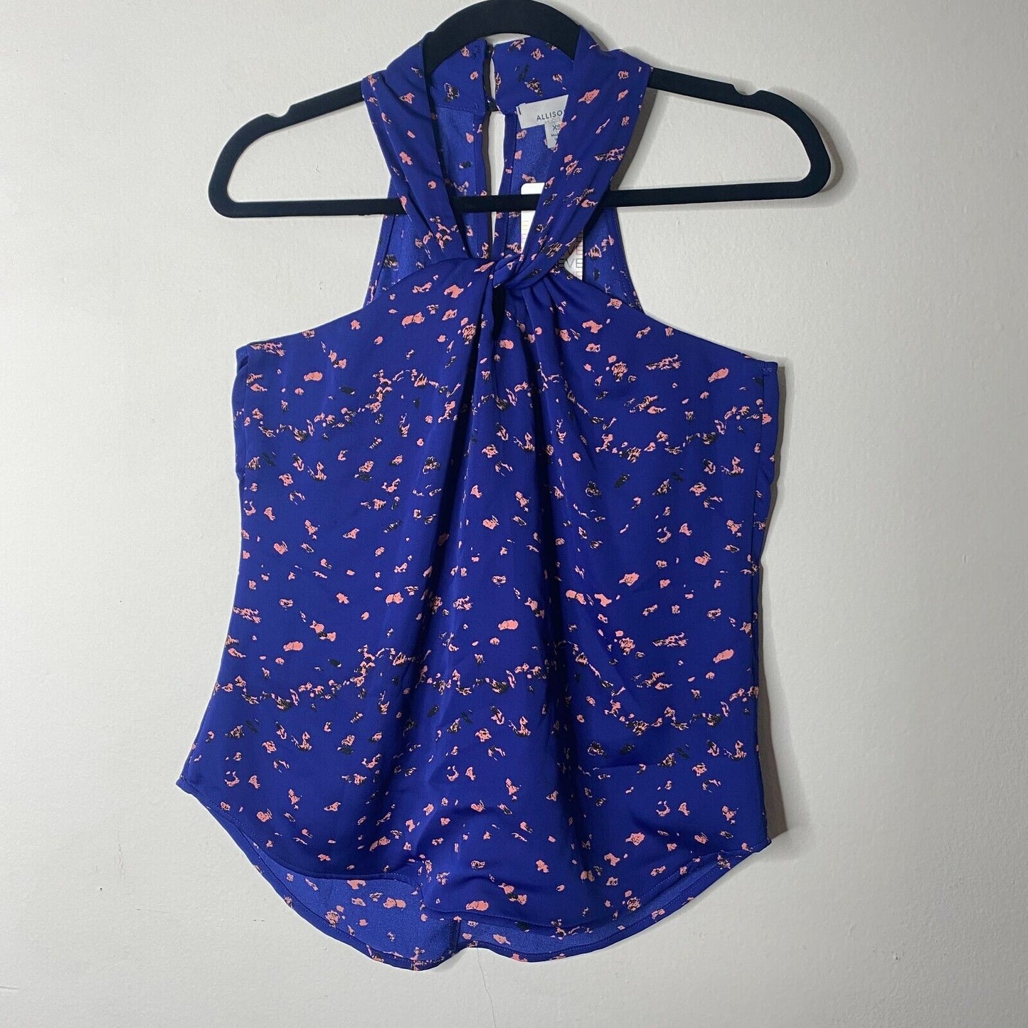 Allison Joy Twist Front Keyhole Halter Back Sleeveless Blue & Peach Tank top XS