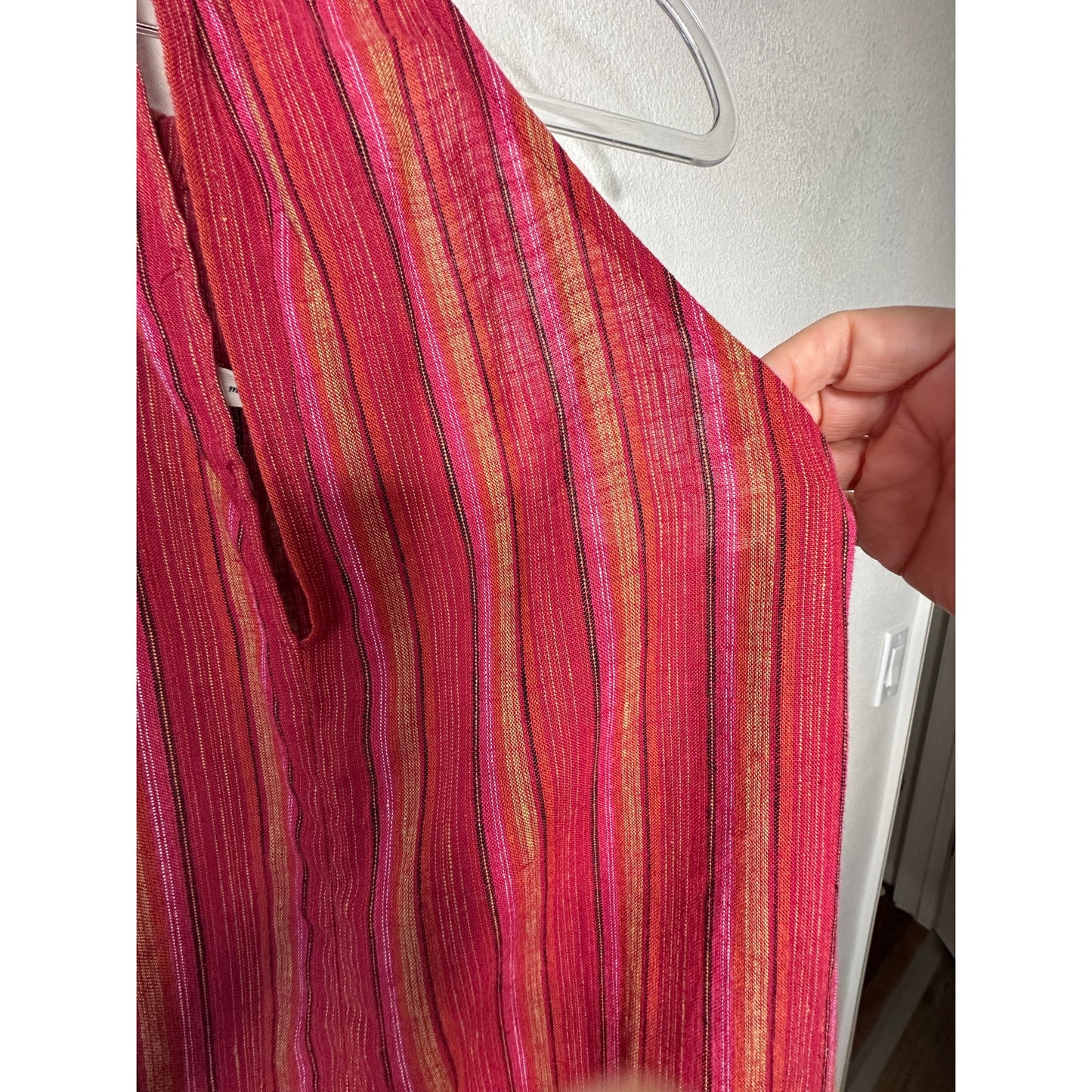 BCBG Generation Halter Mini Dress XS Pink Striped Sleeveless Flowy Ruffle Hem