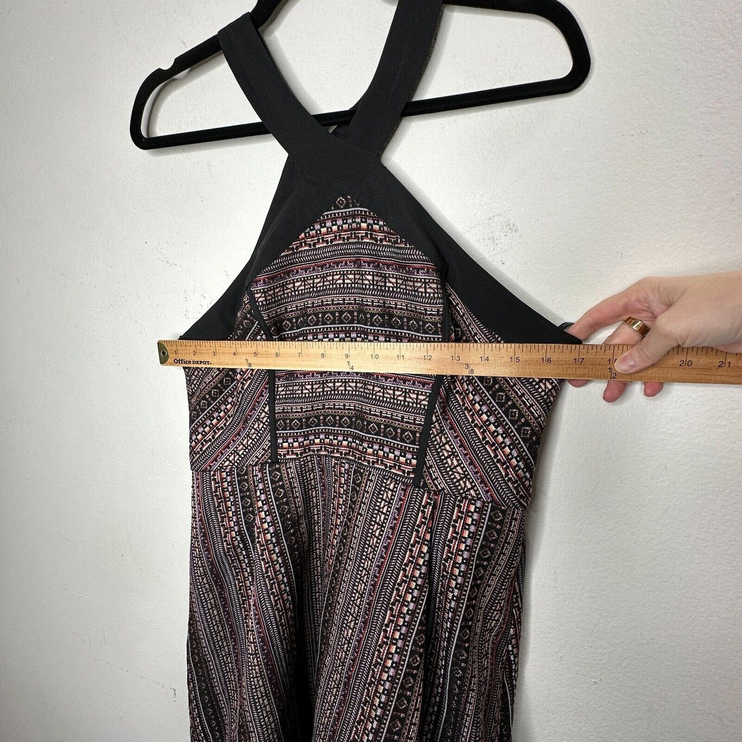 BCBG Generation Criss Cross Fit & Flare MultiColor Jacquard Halter Mini Dress 12