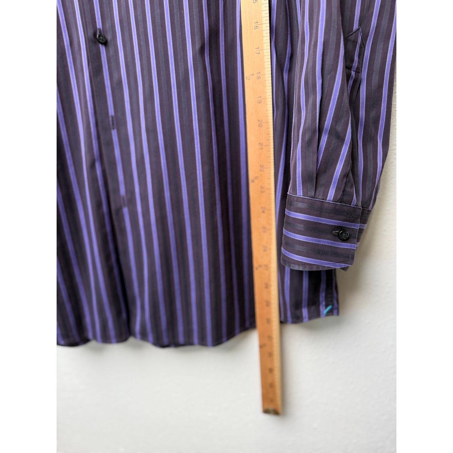 Ben Sherman Soho Purple Black Stripe Shirt Mens 16.5 32/33