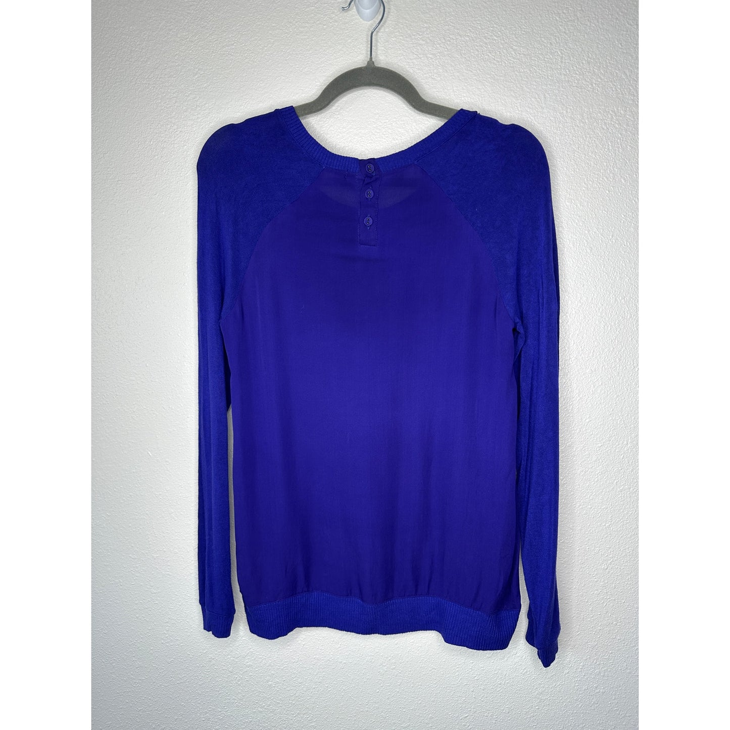 Bella Luxx Purple Mixed Media Raglan Long Sleeve Thin Sweater Top S