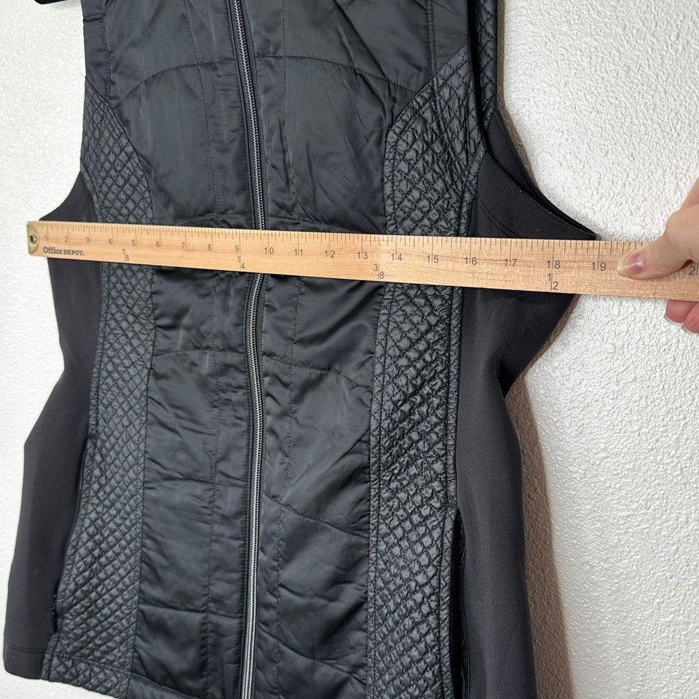 Athleta Black Mixed Media Sleeveless Front Zip Vest Medium