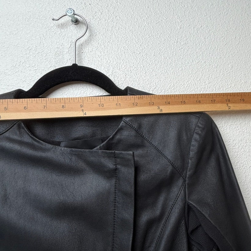 Veda Black Genuine Leather Moto Biker Jacket Women's Medium