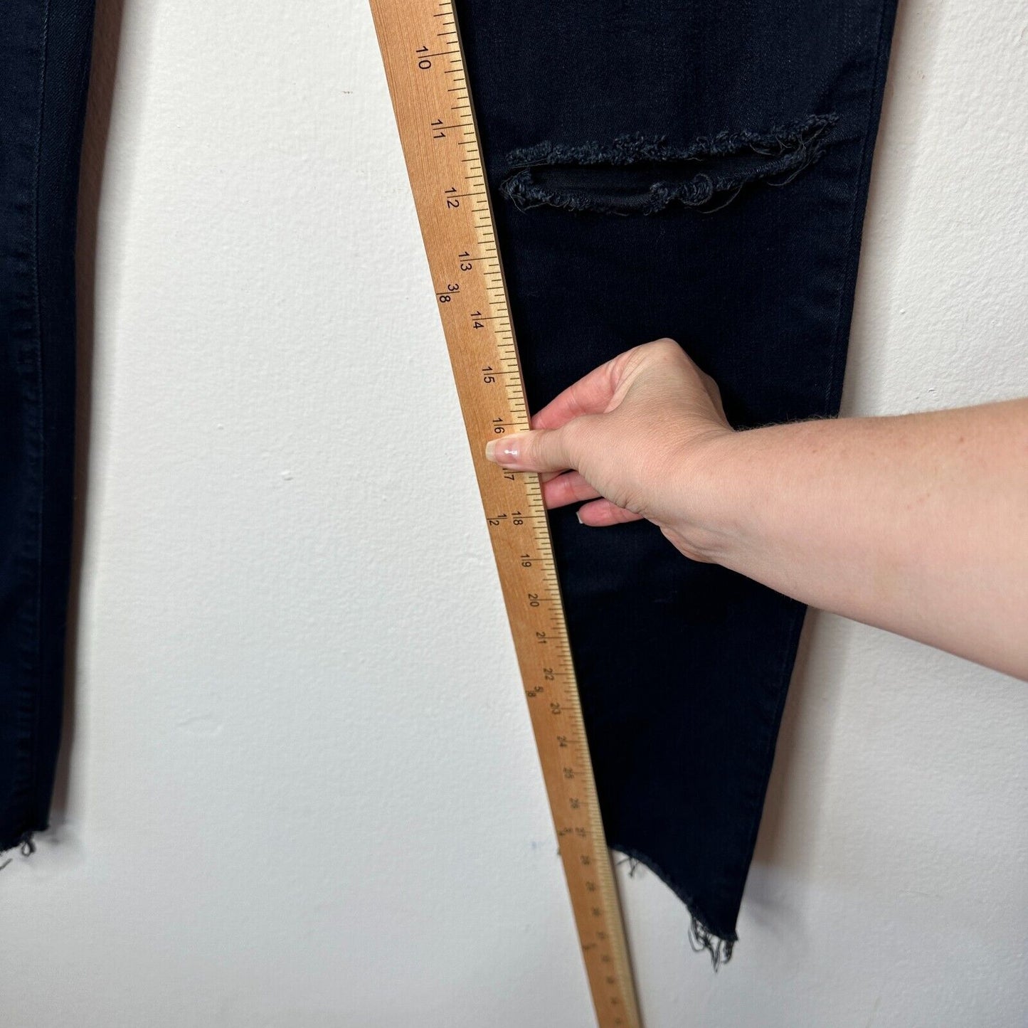 J Brand Crop Raw Hem Mid Rise Super Skinny Dark Blue Mercy Distressed Jeans 27