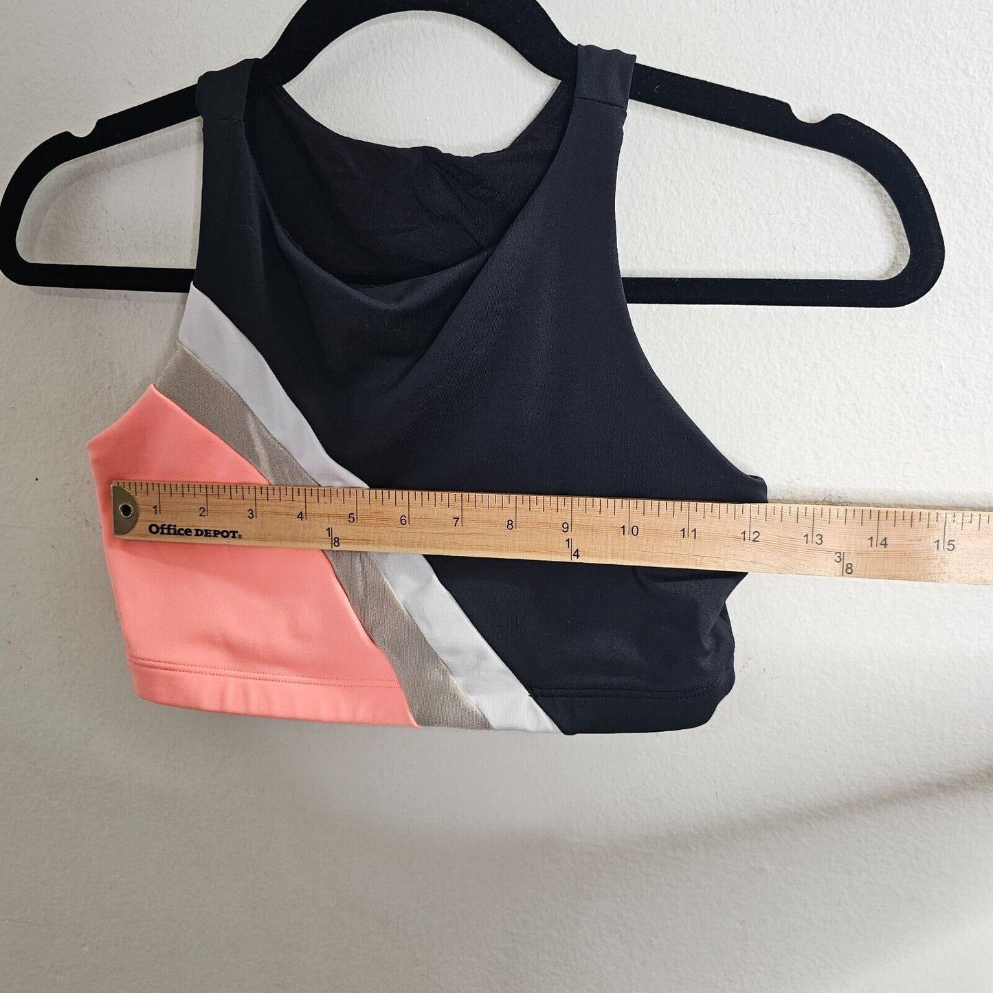 Leonisa Peach White & Black Stripe High Neck Maximum Support Sports Bra Top S