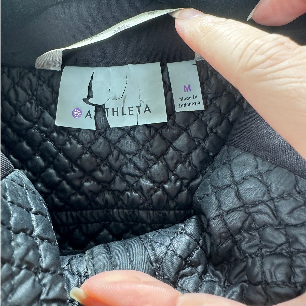 Athleta Black Mixed Media Sleeveless Front Zip Vest Medium