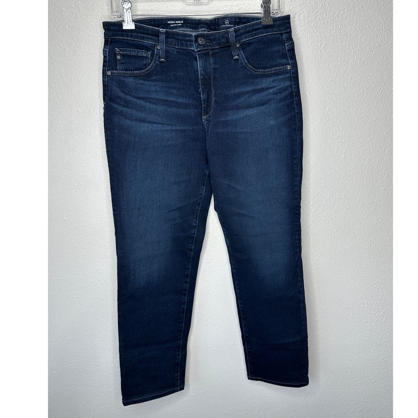 AG Dark Wash Whiskered Prima Ankle Cigarette Ankle Jeans 30