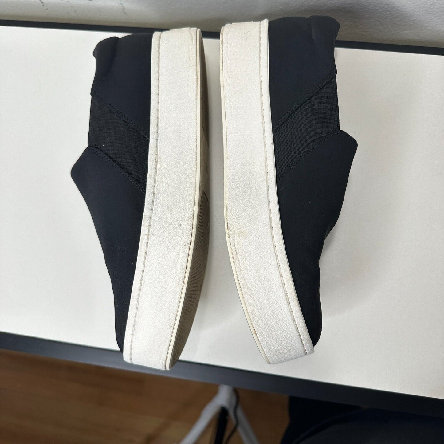 Vince Black Slip On Sneaker Double Thick White Rubber Platform Sole Shoes 9
