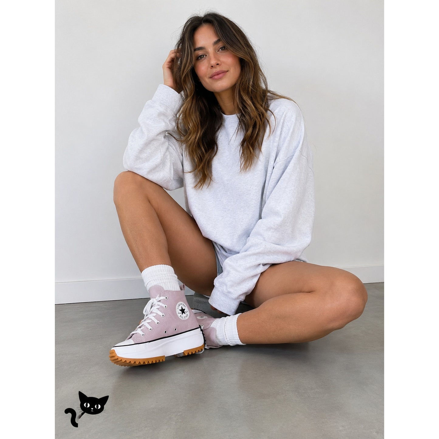 Converse Run Star Hike High Top Platform Sneaker Pink & White W 9 / M 7