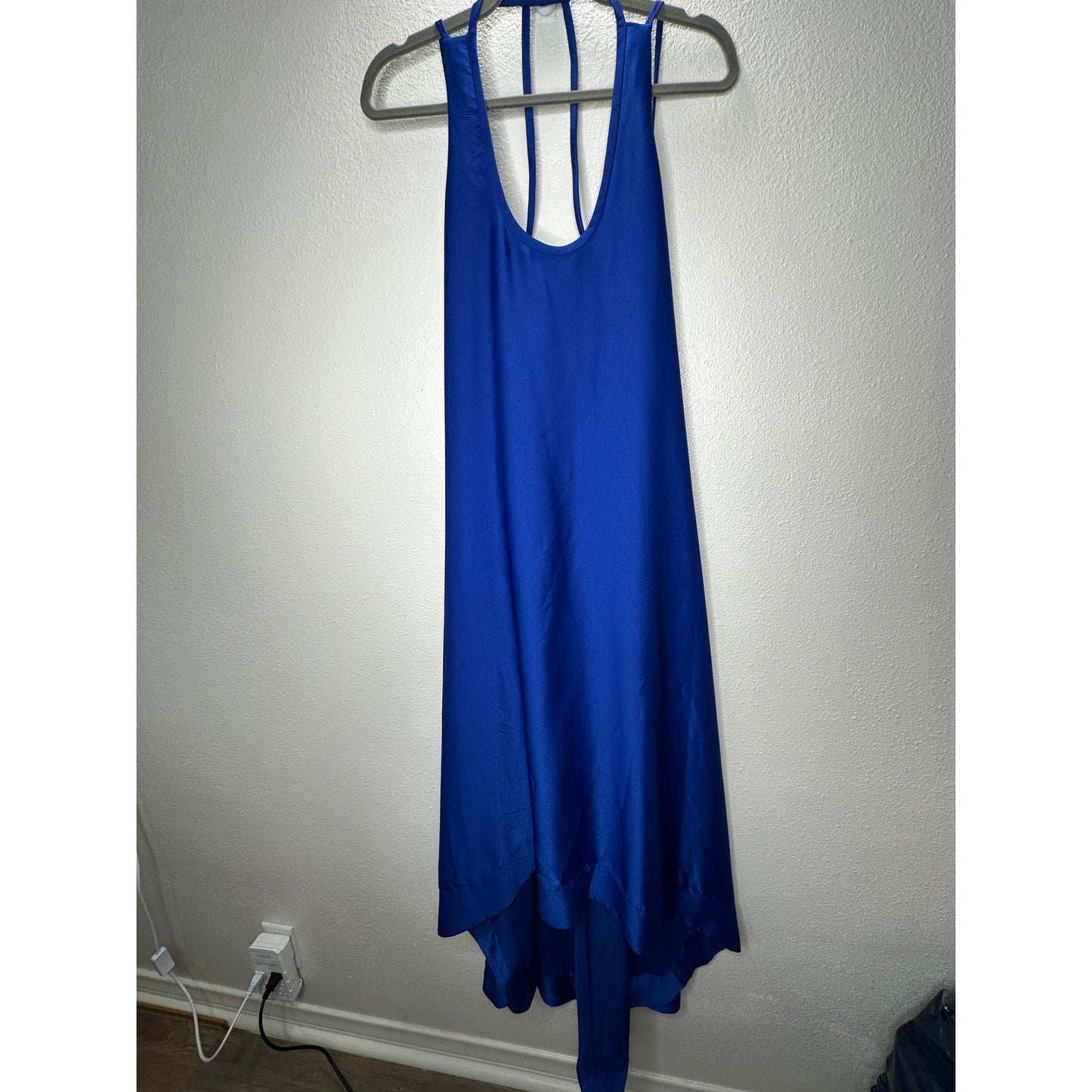 BCBGMAXAZRIA Royal Blue Gia Strappy Sleeveless High Low Midi Dress 4