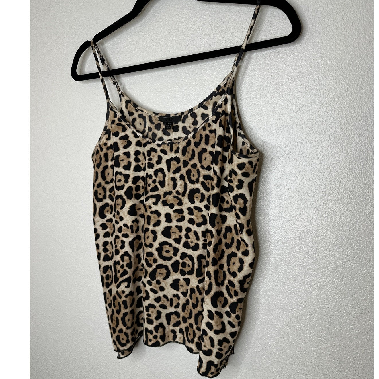 ATM Leopard Print Silk Charmeuse Spaghetti Strap Cami Top Small