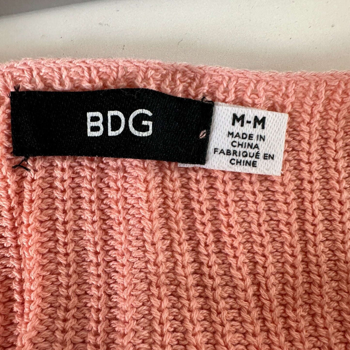BDG Pink Rib Knit Spaghetti Strap Deep Scoop Neck Crop Top Boxy Sweater M