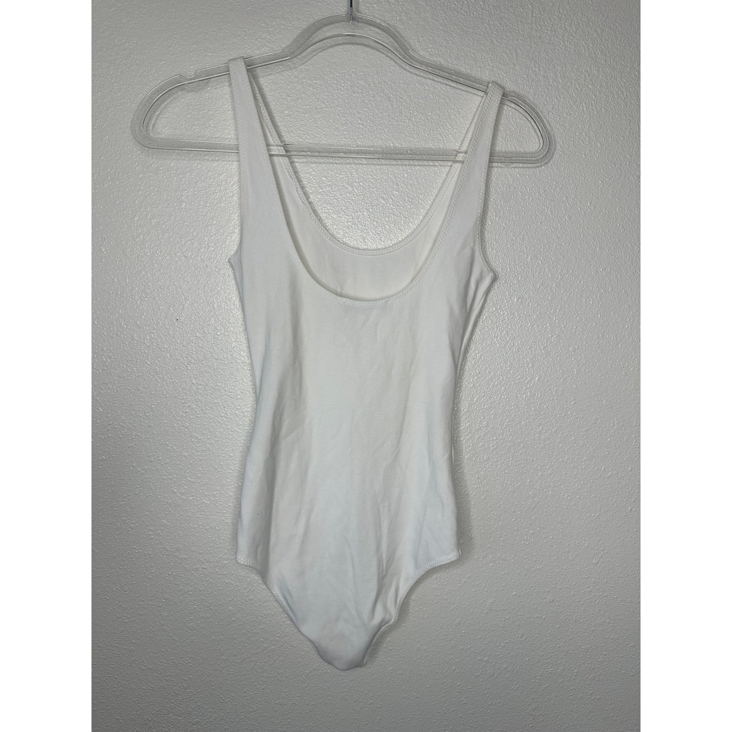 Wilfred Free White U-Neck Bodysuit XS Aritzia Minimalist Thin Stretch
