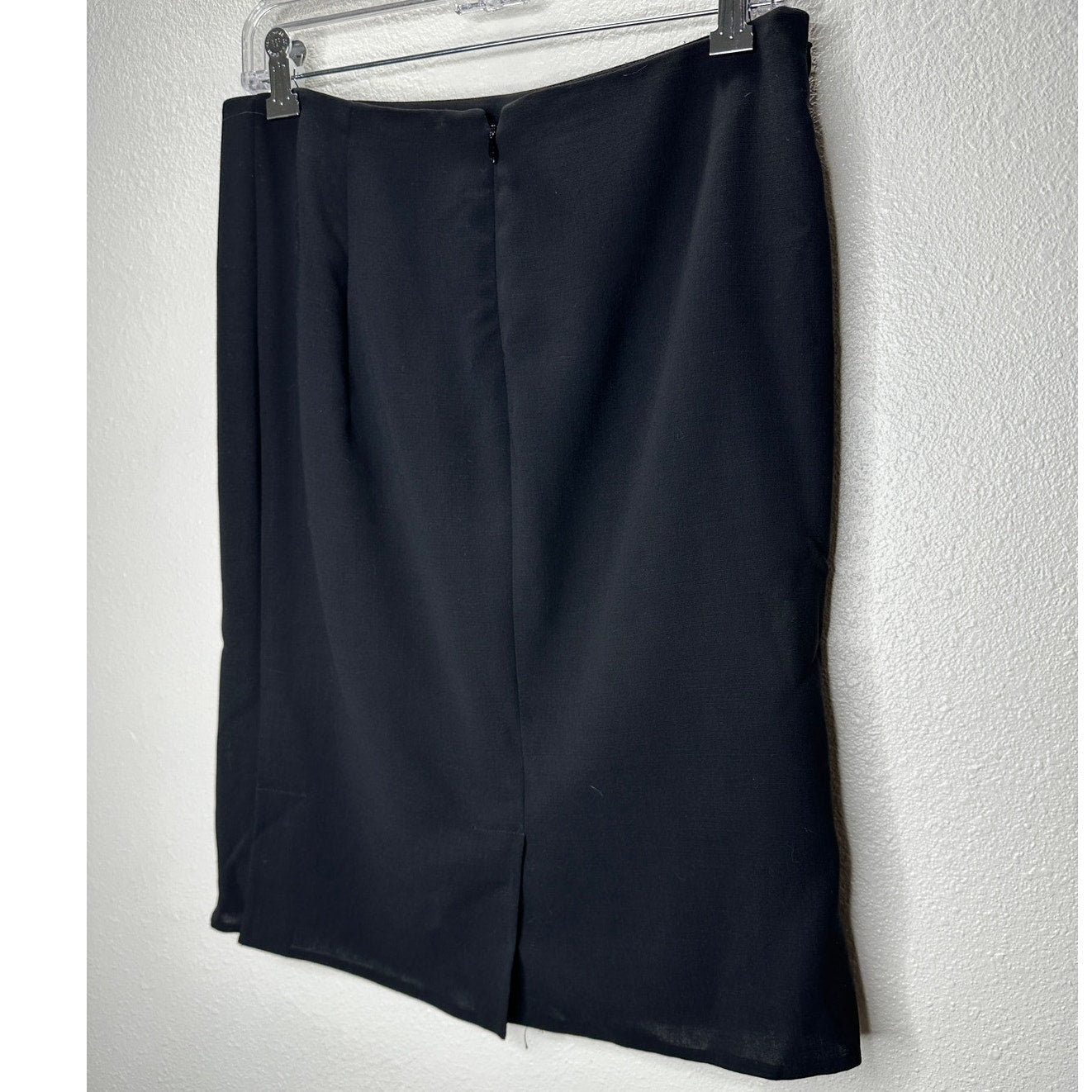 Akris Black Wool Blend Pencil Skirt 4 Hem Slits Front & Side Zippers 6
