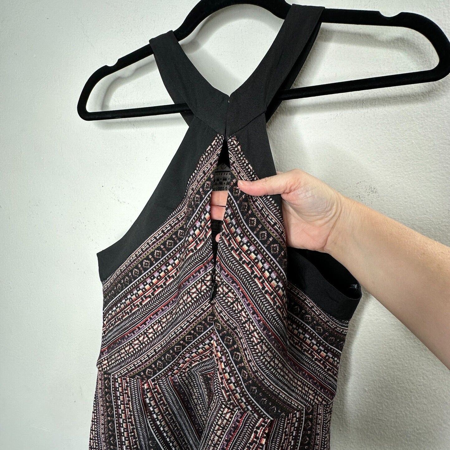 BCBG Generation Criss Cross Fit & Flare MultiColor Jacquard Halter Mini Dress 12