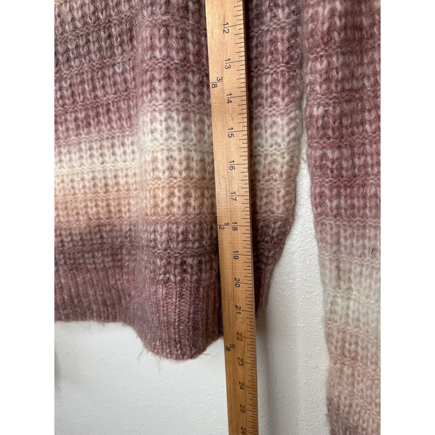 a. peach Cream Peach & Muted Red Striped Turtleneck Crop Sweater S
