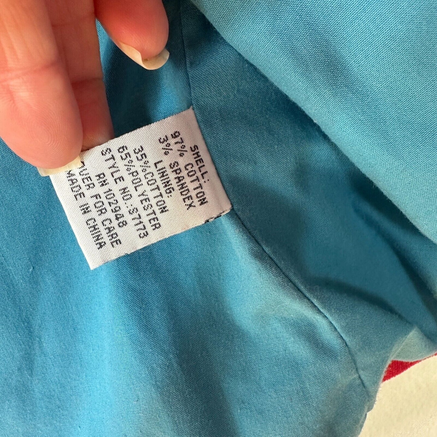 Tulle Red Corduroy Turquoise Lined Foldover Collar Jacket 3/4 Sleeves S