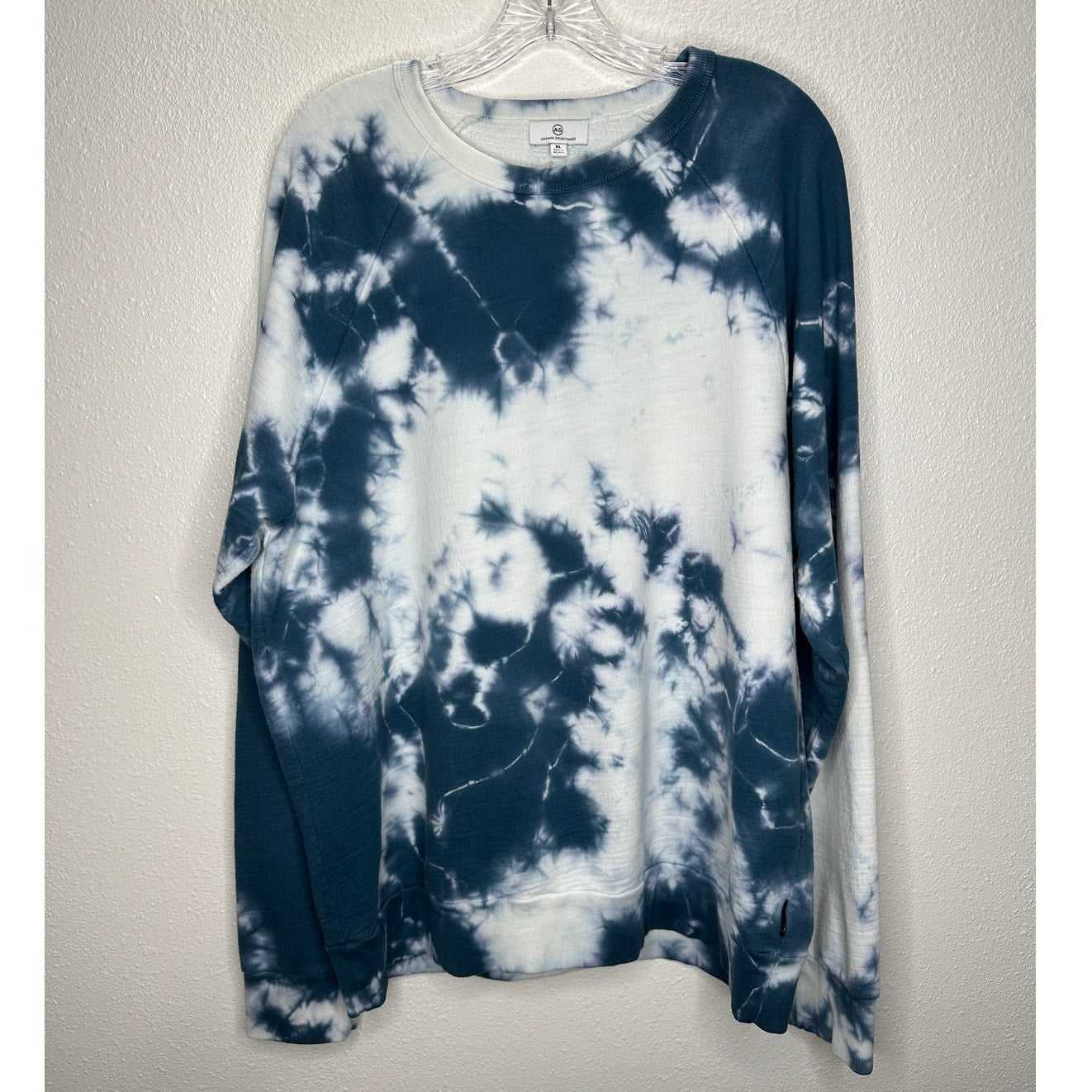 Adriano Goldschmied Dark Teal & Ivory Long Sleeve Tie Dye Sweatshirt XL