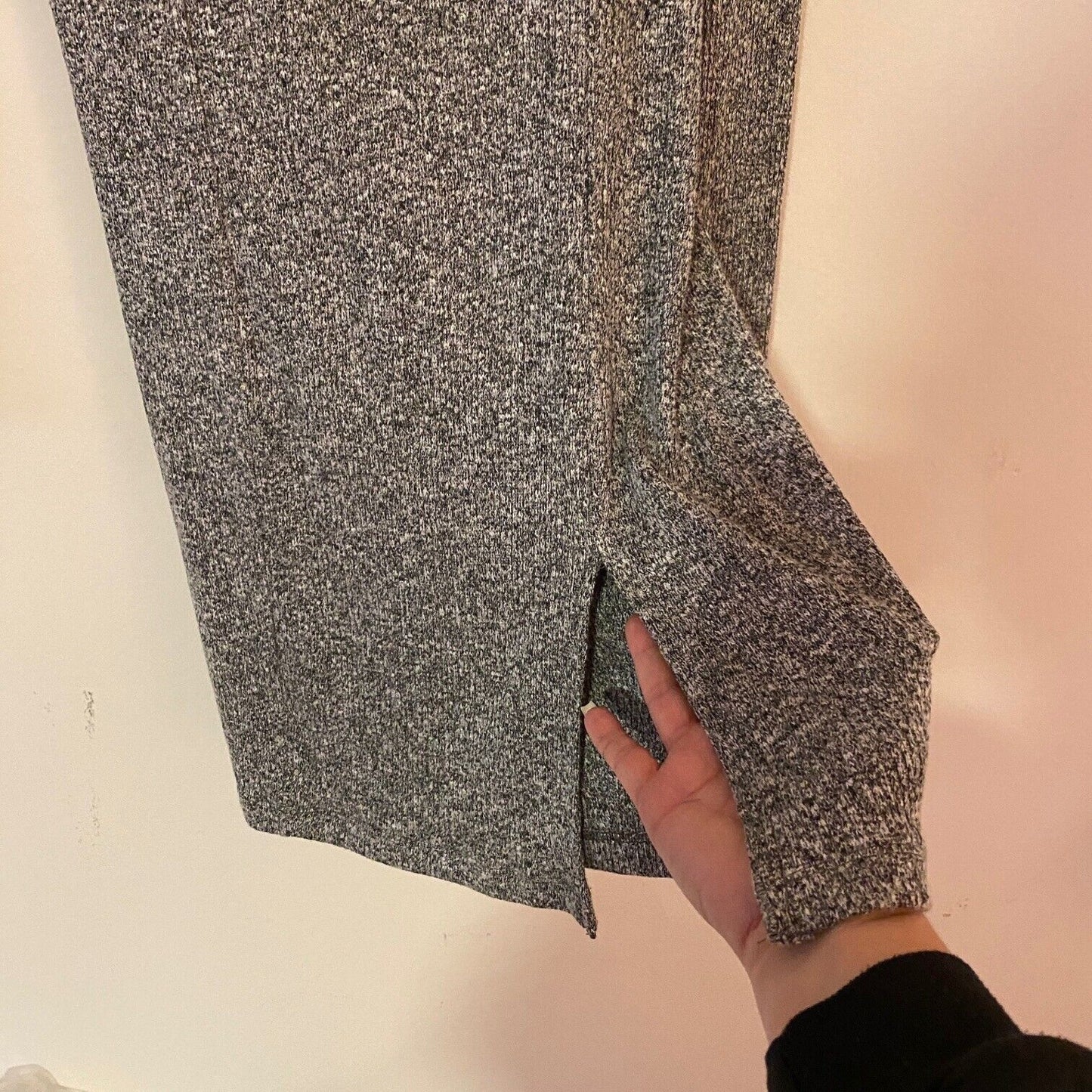 Better Be Marled Grey Knit Mock Neck Long Sleeve Split Front Bodycon Mini M
