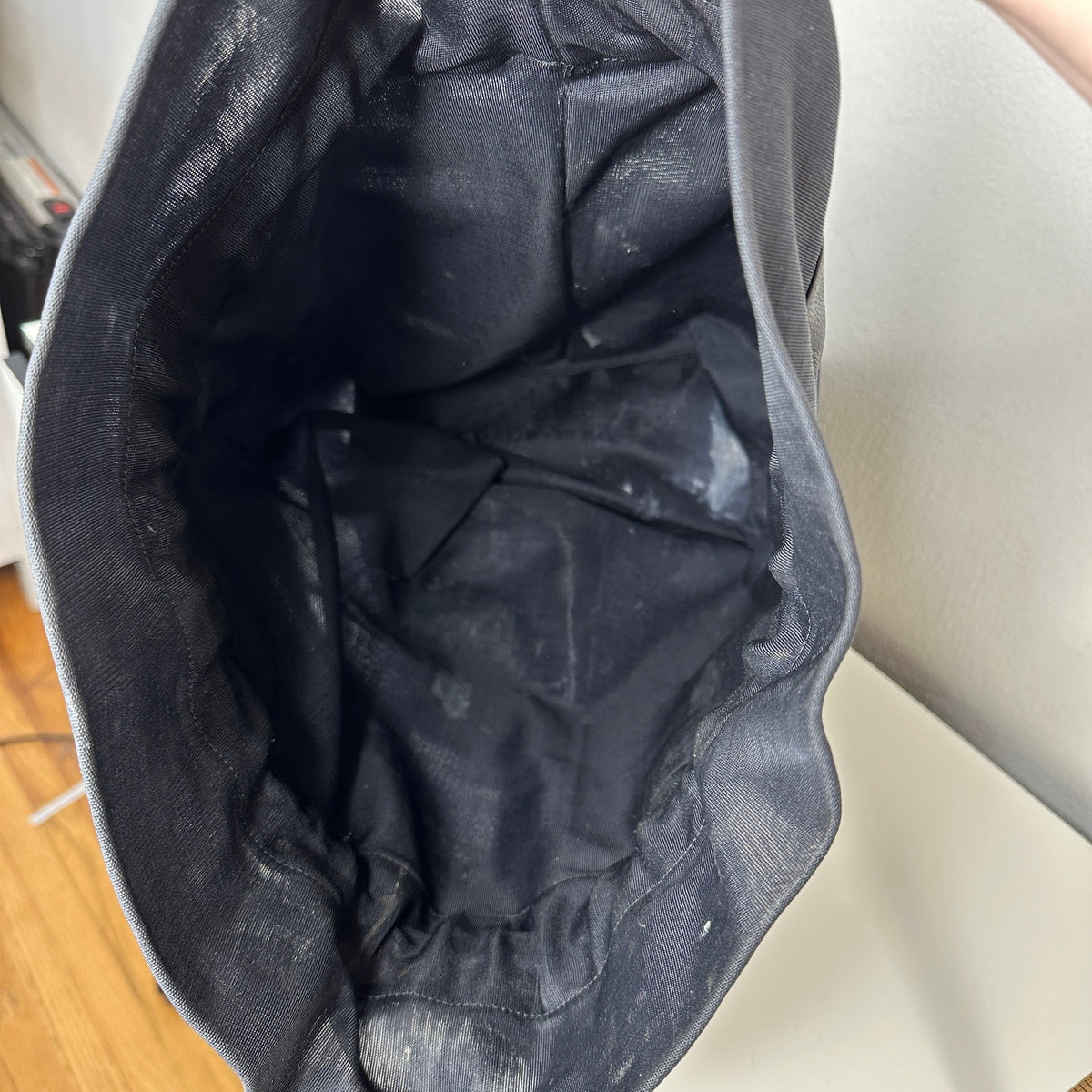 Large Black Canvas & Patent Leather Tote Bag Backpack
