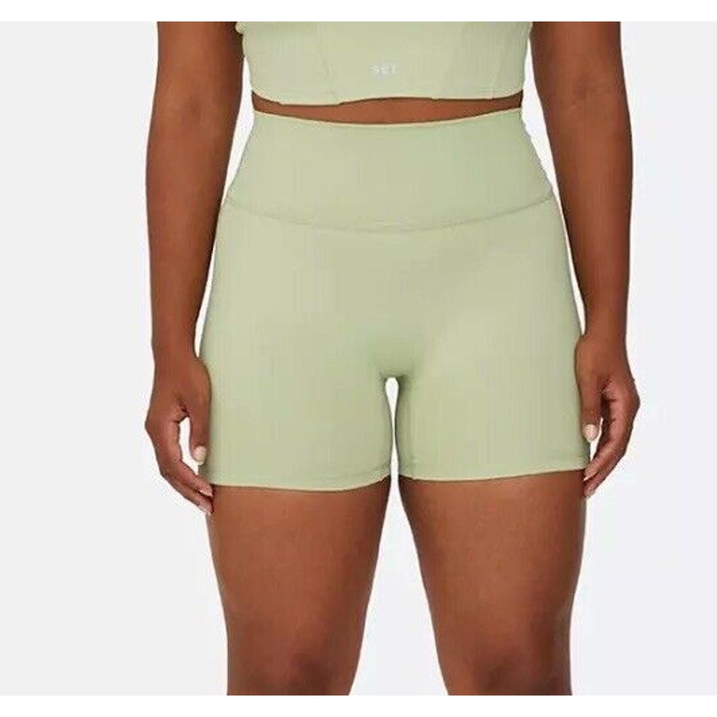 Set Active Lime Green Luxform Stretch High Waist Slimming Biker Shorts XS