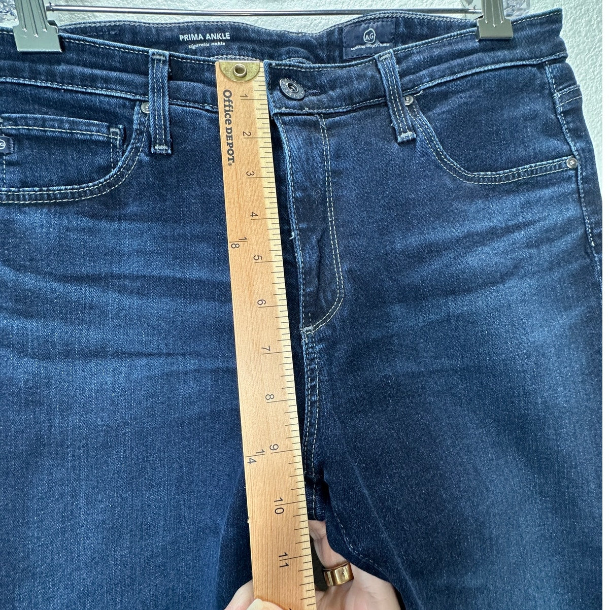 AG Dark Wash Whiskered Prima Ankle Cigarette Ankle Jeans 30