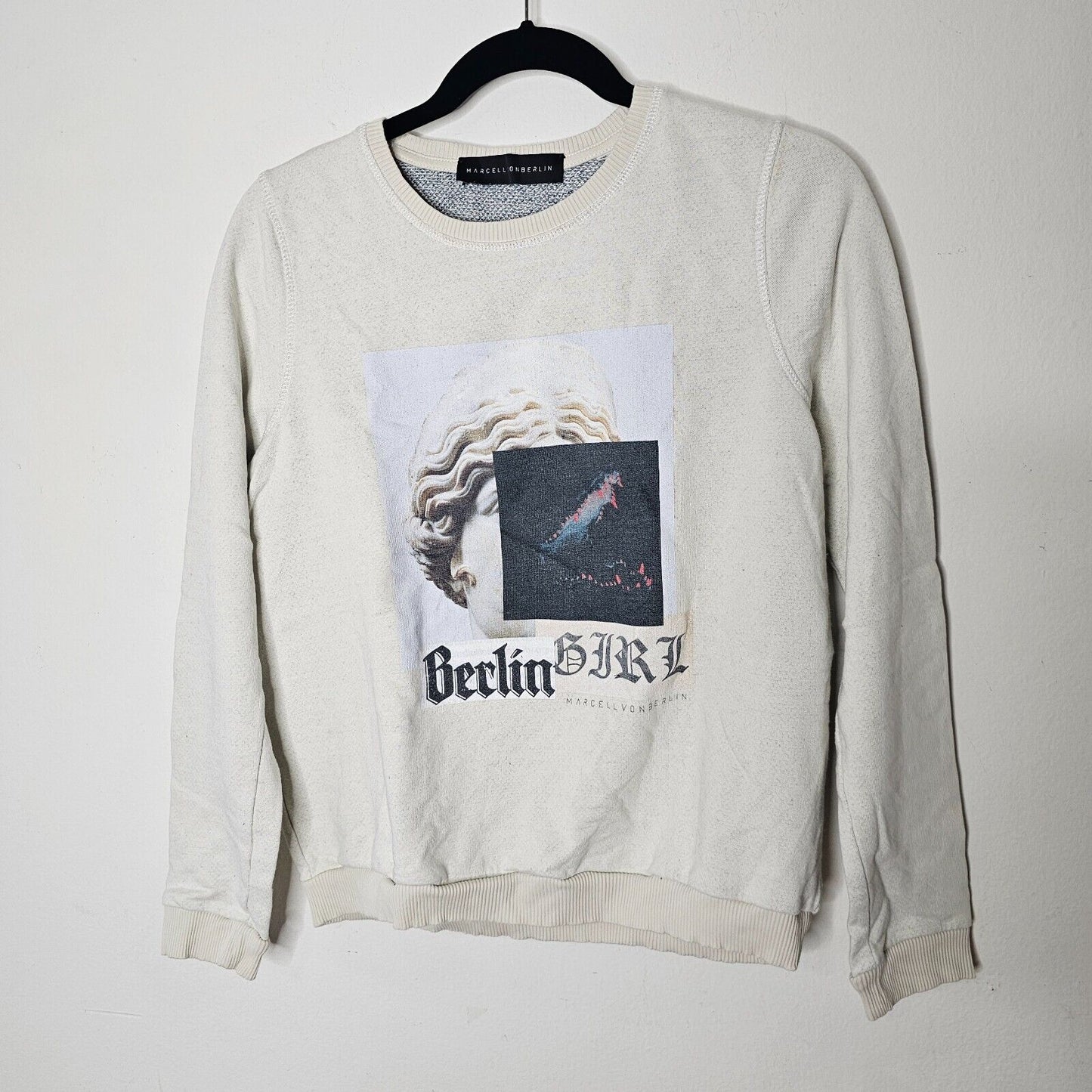 RARE Marcell Von Berlin Tan Berlin Graphic Long Sleeve Crew Neck Sweater Medium