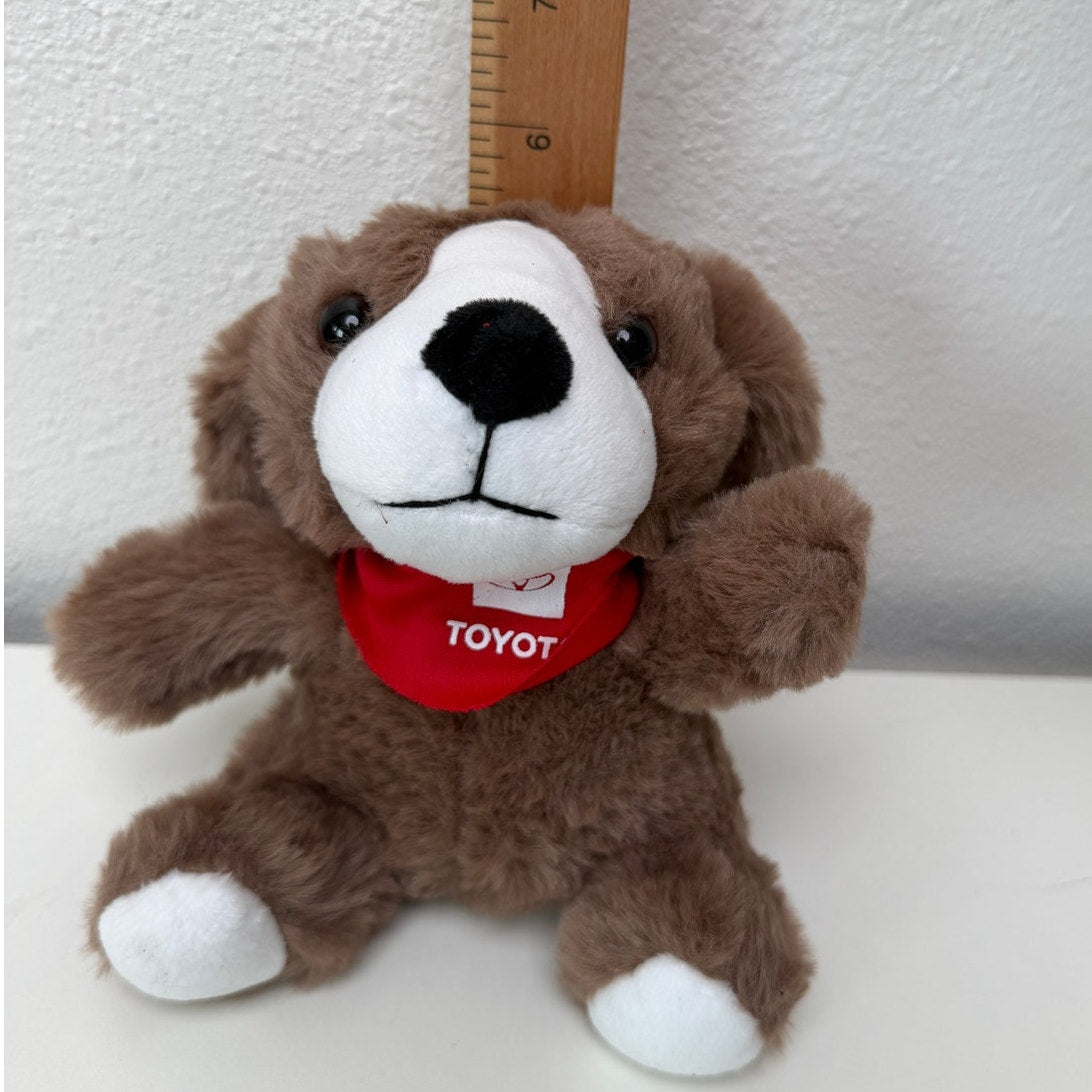 NWT Toyota Brown Plush Dog Stuffed Animal Red Bandana Promo Mascot 6"