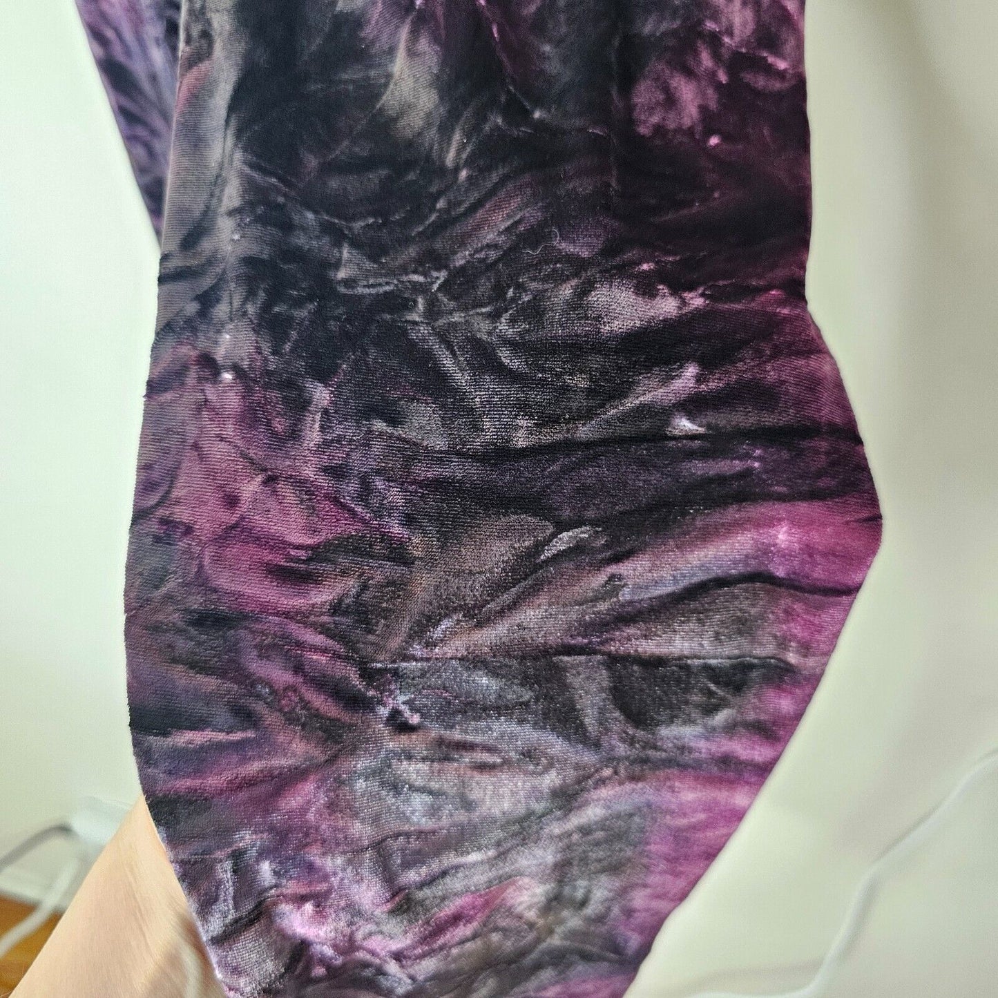 Topshop Purple & Silver Crushed Velour Elastic Waist Stretch Leggings 8 Medium