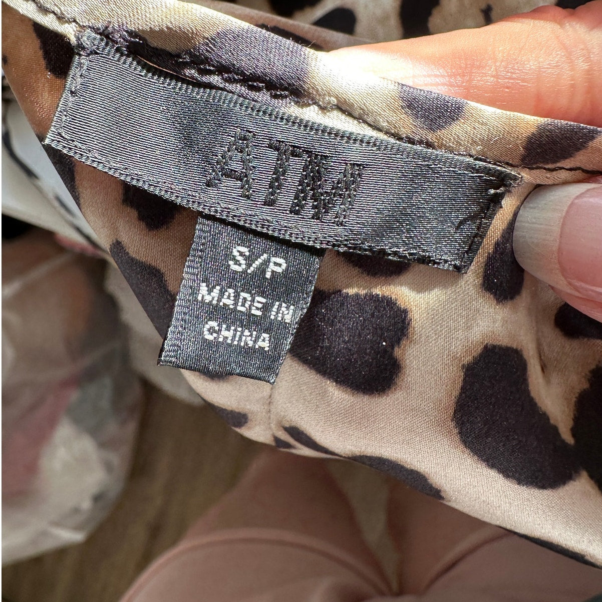 ATM Leopard Print Silk Charmeuse Spaghetti Strap Cami Top Small