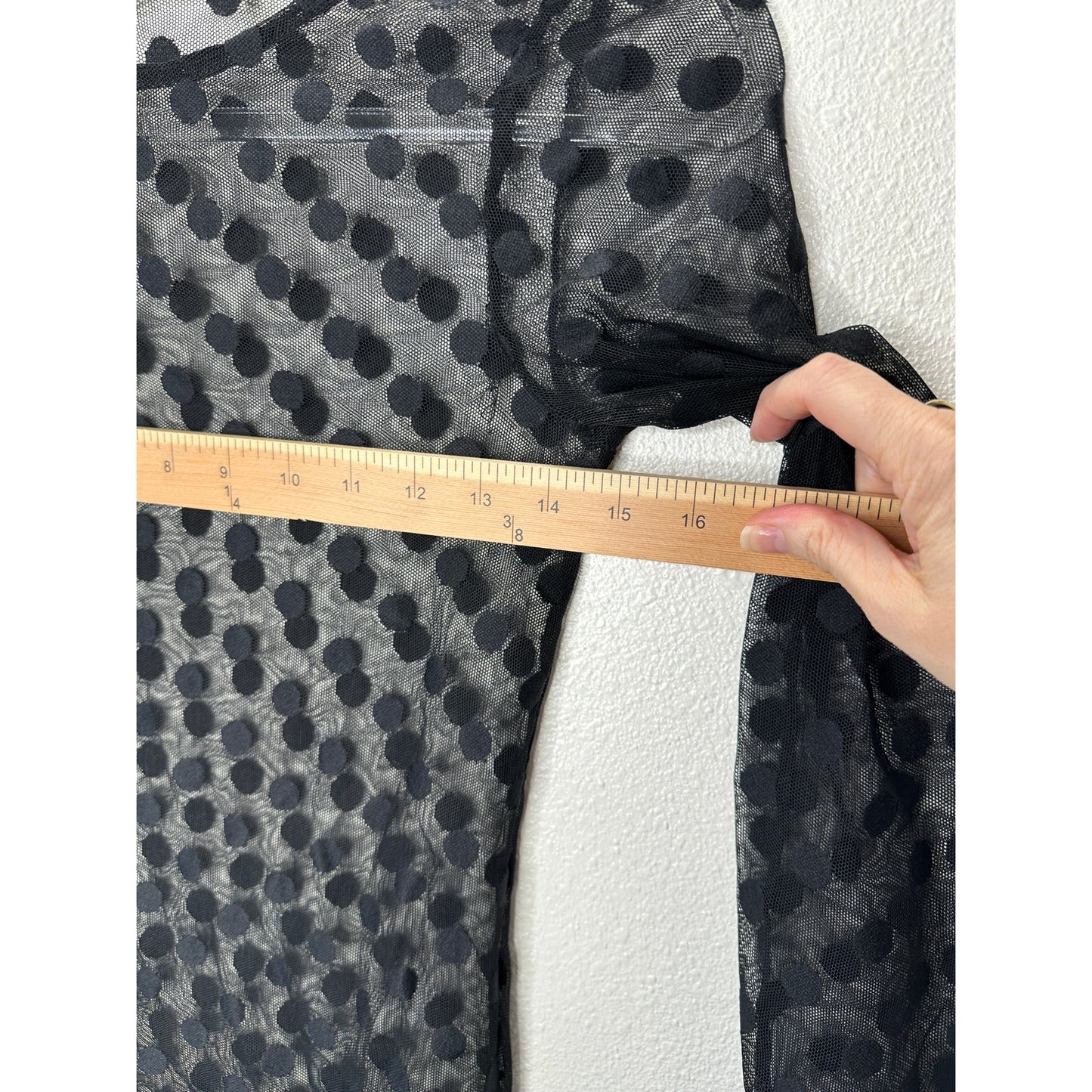 Zara Black Sheer Mesh Polka Dot Long Sleeve round Neck Top Small