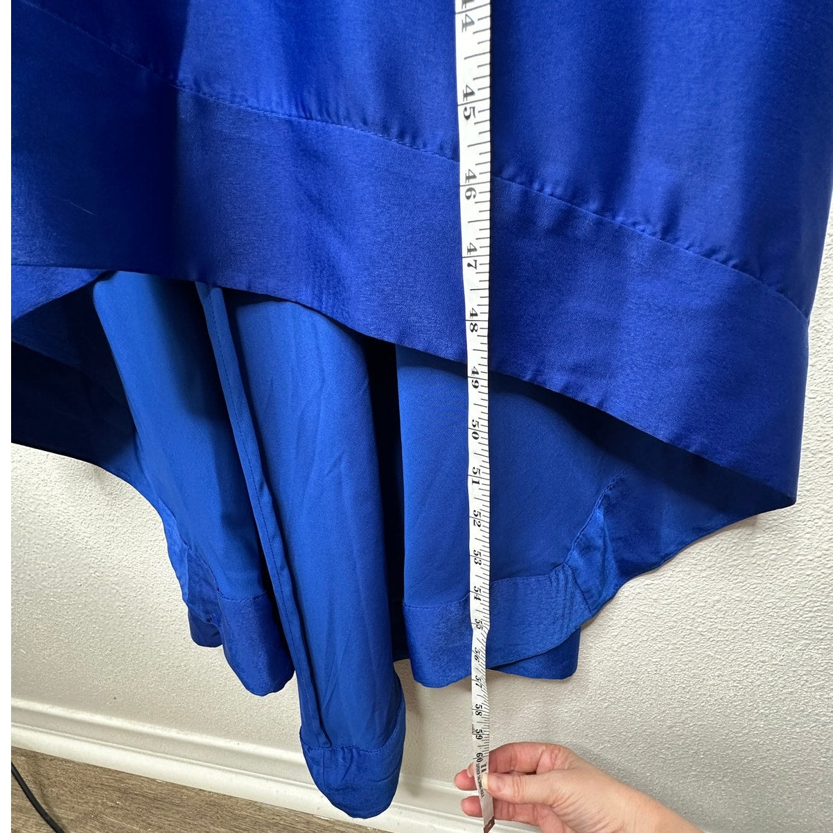 BCBGMAXAZRIA Royal Blue Gia Strappy Sleeveless High Low Midi Dress 4